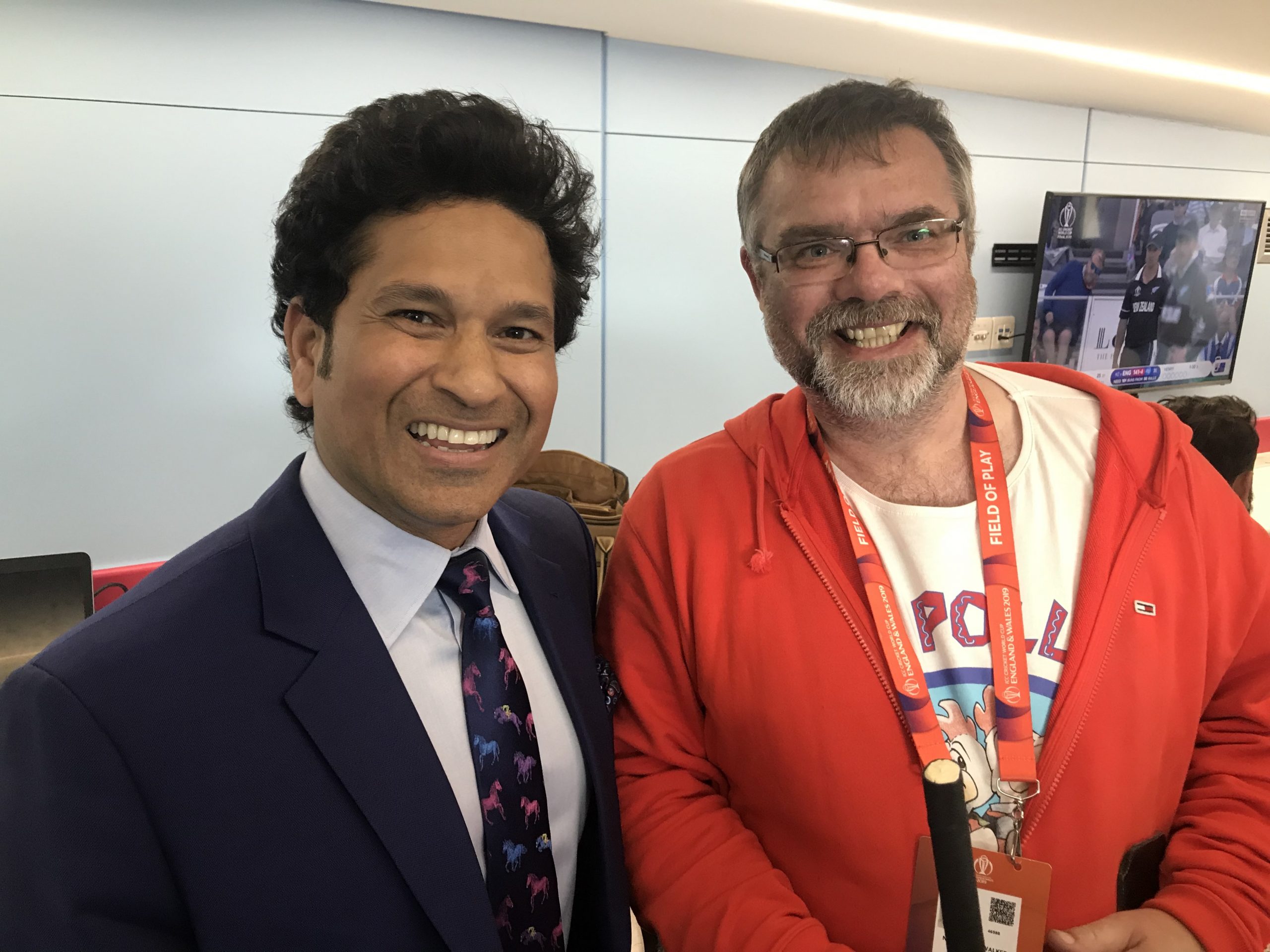 Sachin Tendulkar poses with founder of Guerilla Cricket, Nigel Walker